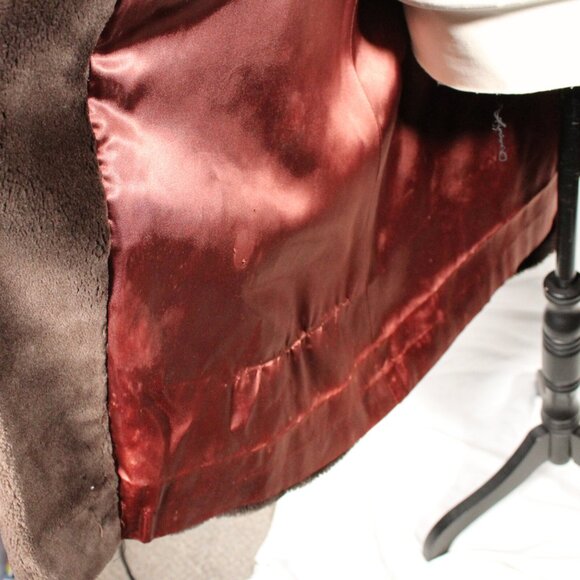 Vintage 1960s Brown Faux Fur Coat Open Front Formal Union Made Size Medium - Picture 8 of 11